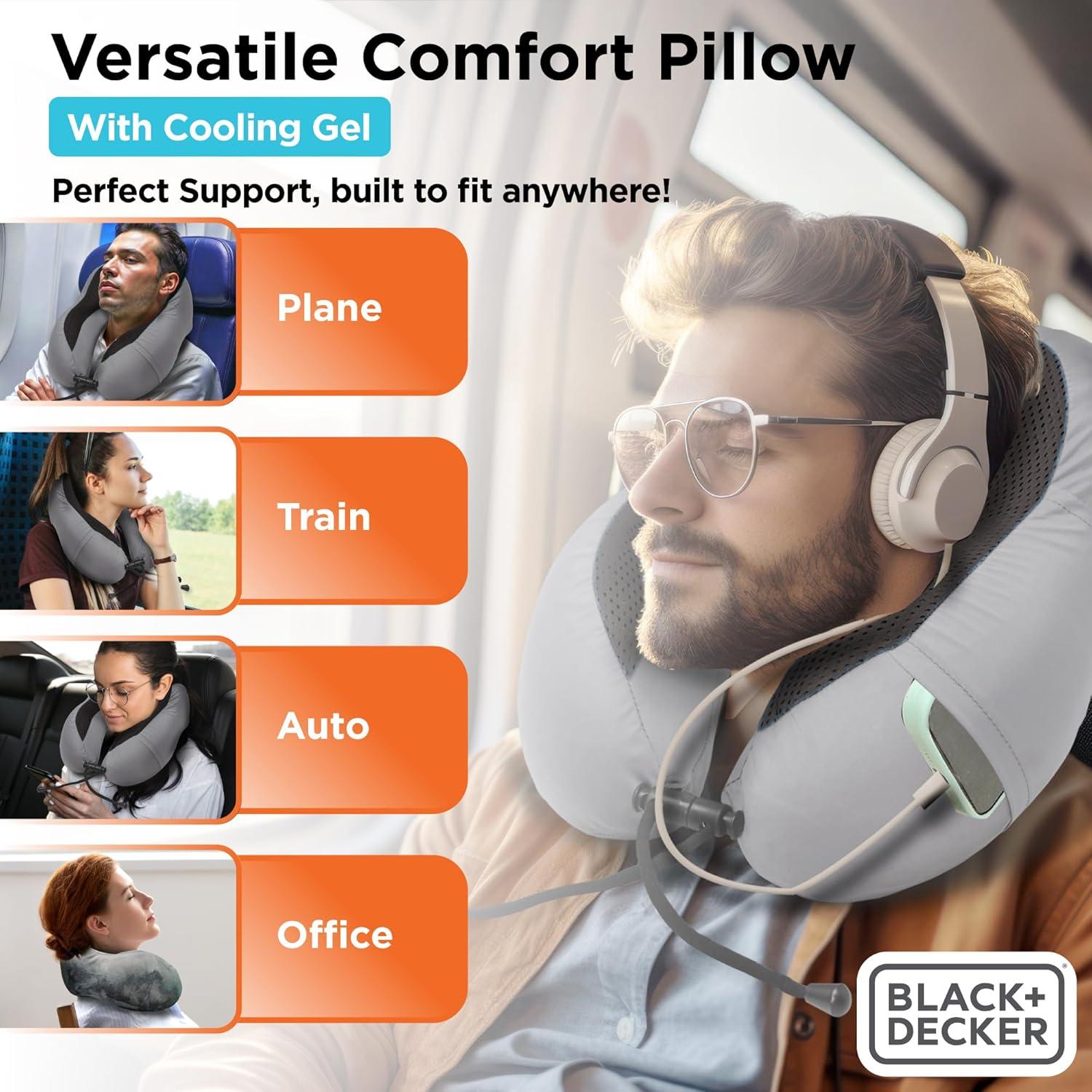 Almohada de Cuello BLACK+DECKER Espuma de Memoria Gel Refrigerante