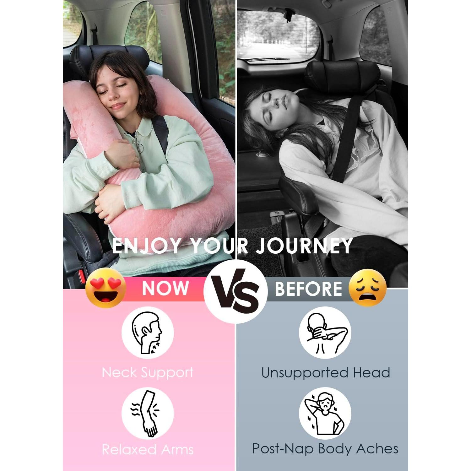 Almohada de Viaje Ajustable QUEEN ROSE Terciopelo Rosa 68.6x45.7cm