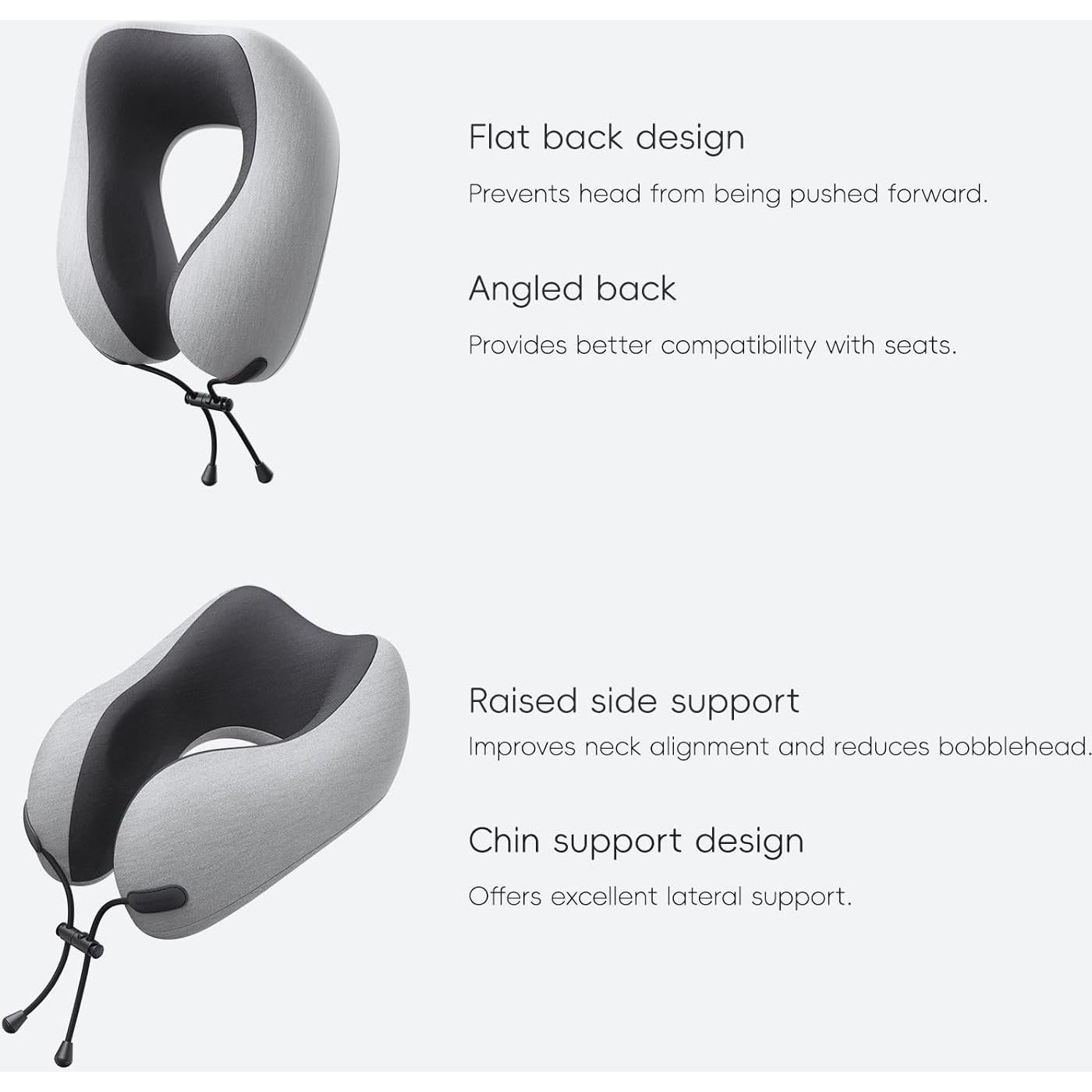 Almohada de Viaje Urnexttour con Máscara 3D y Bolsa, Gris Claro