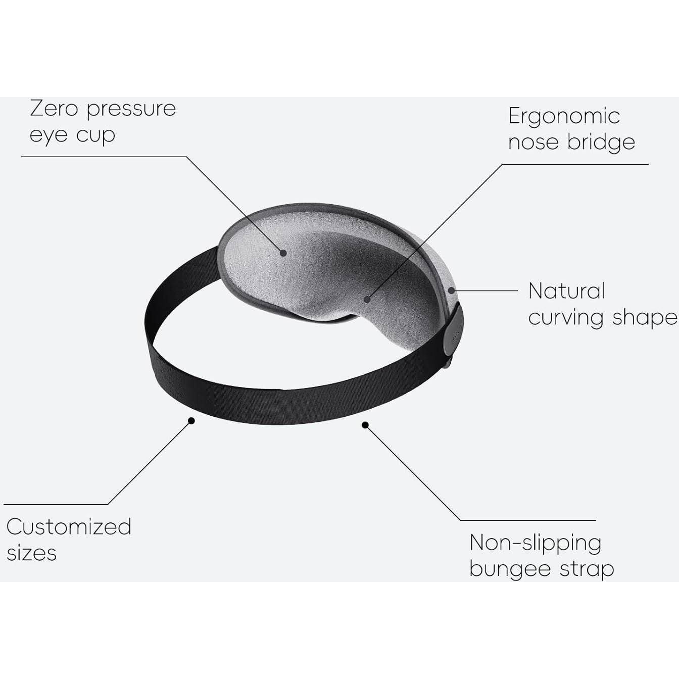 Almohada de Viaje Urnexttour con Máscara 3D y Bolsa, Gris Claro