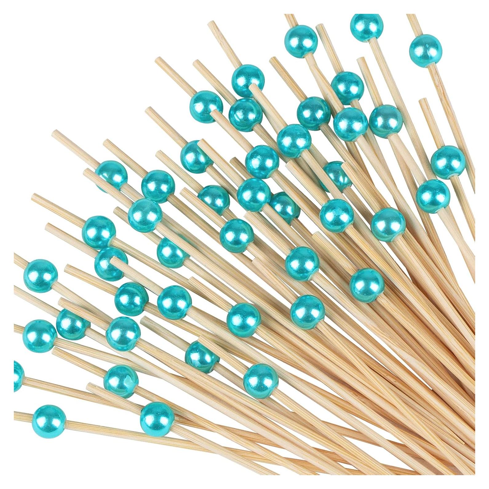 Palillos de cóctel de bambú 100 unidades 11.9 cm azul