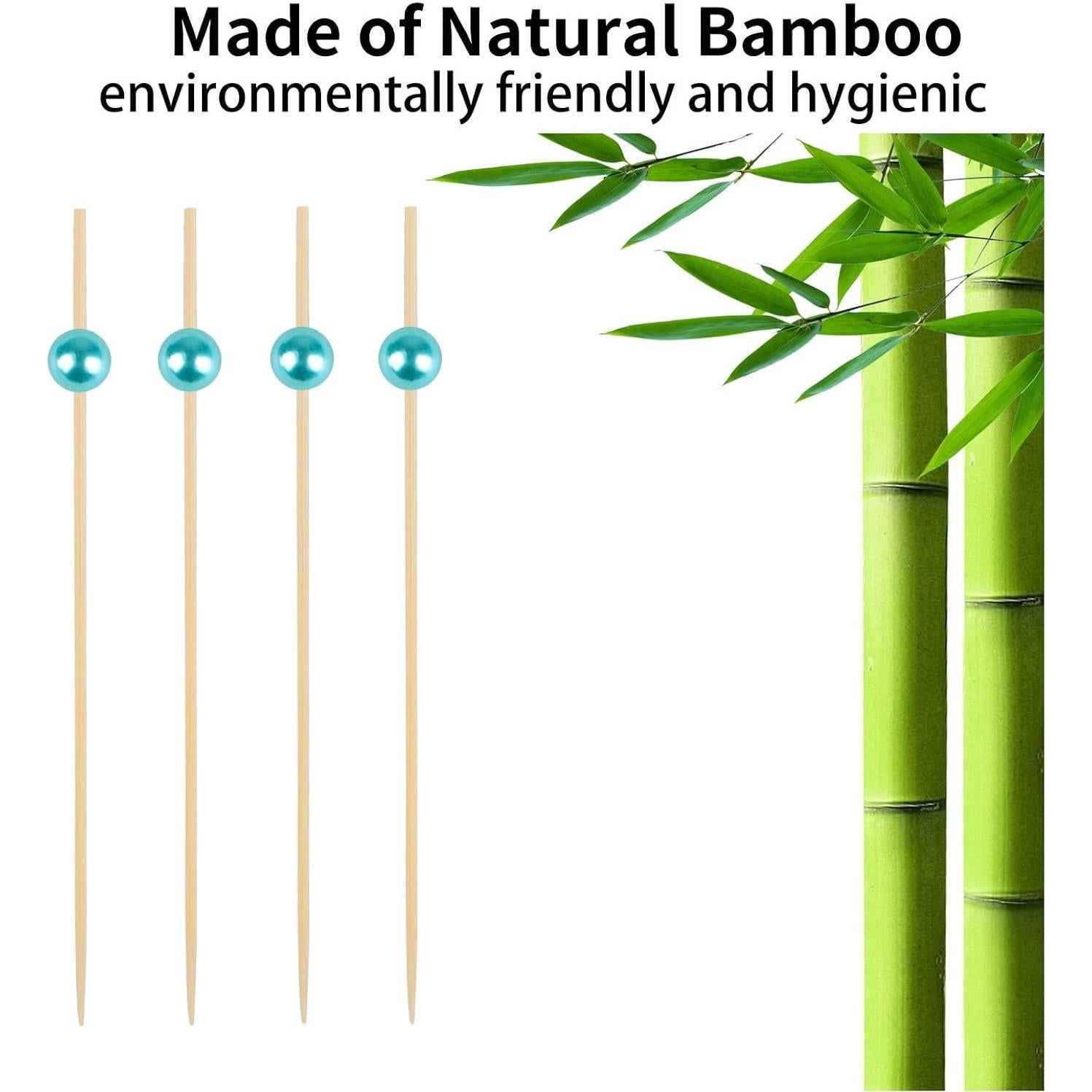 Palillos de cóctel de bambú 100 unidades 11.9 cm azul