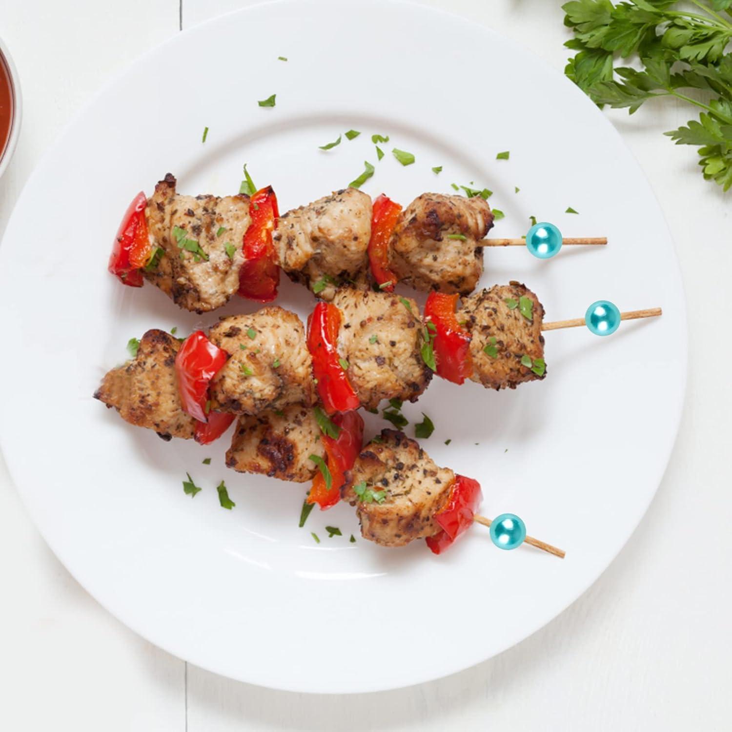 Palillos de cóctel de bambú 100 unidades 11.9 cm azul