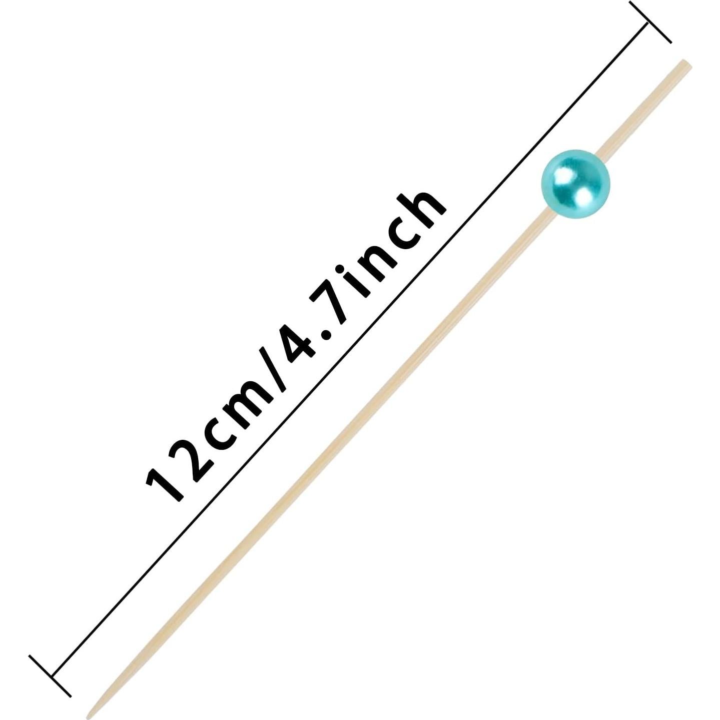 Palillos de cóctel de bambú 100 unidades 11.9 cm azul