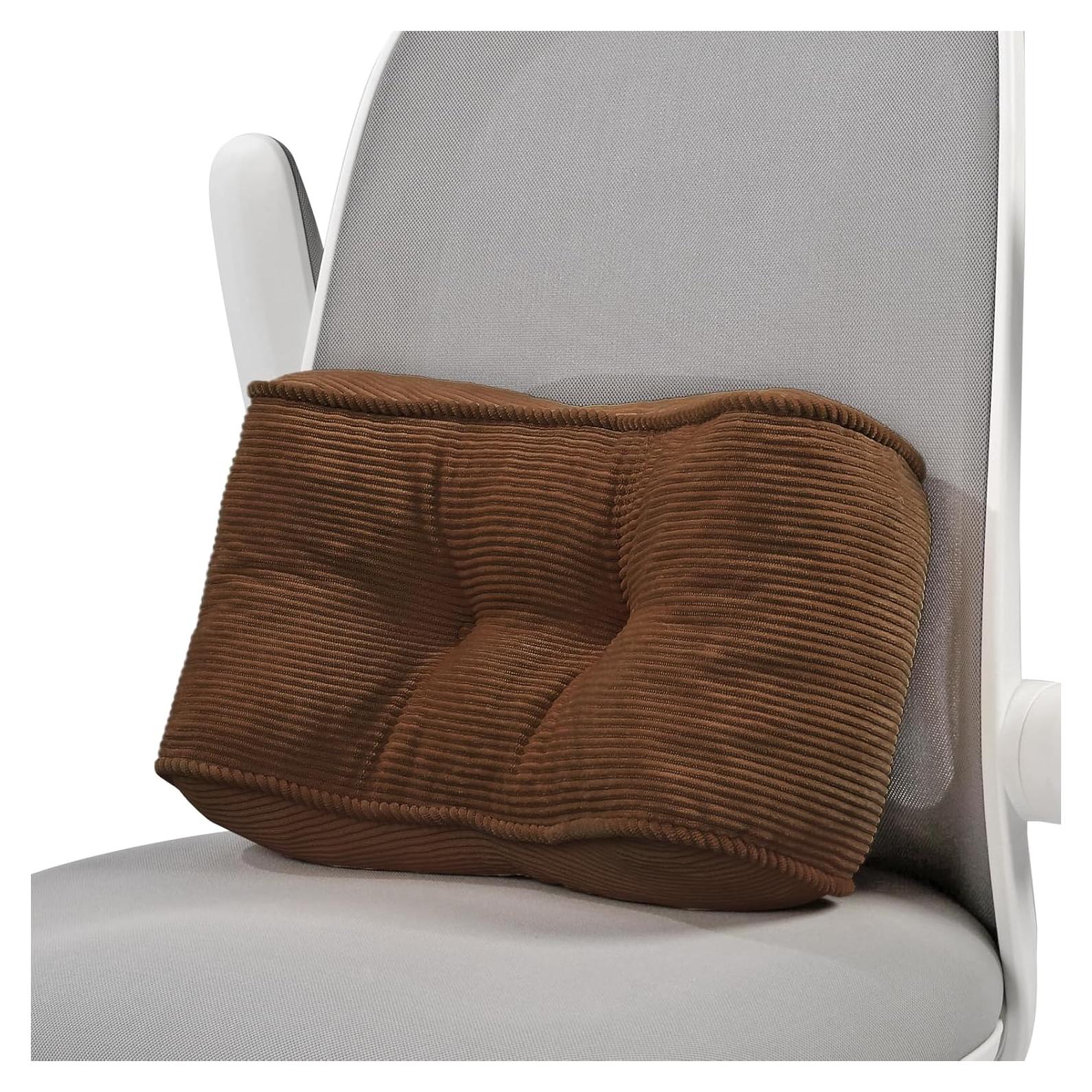 Cojín Lumbar Glyzia S de Terciopelo Marrón para Alivio Espalda