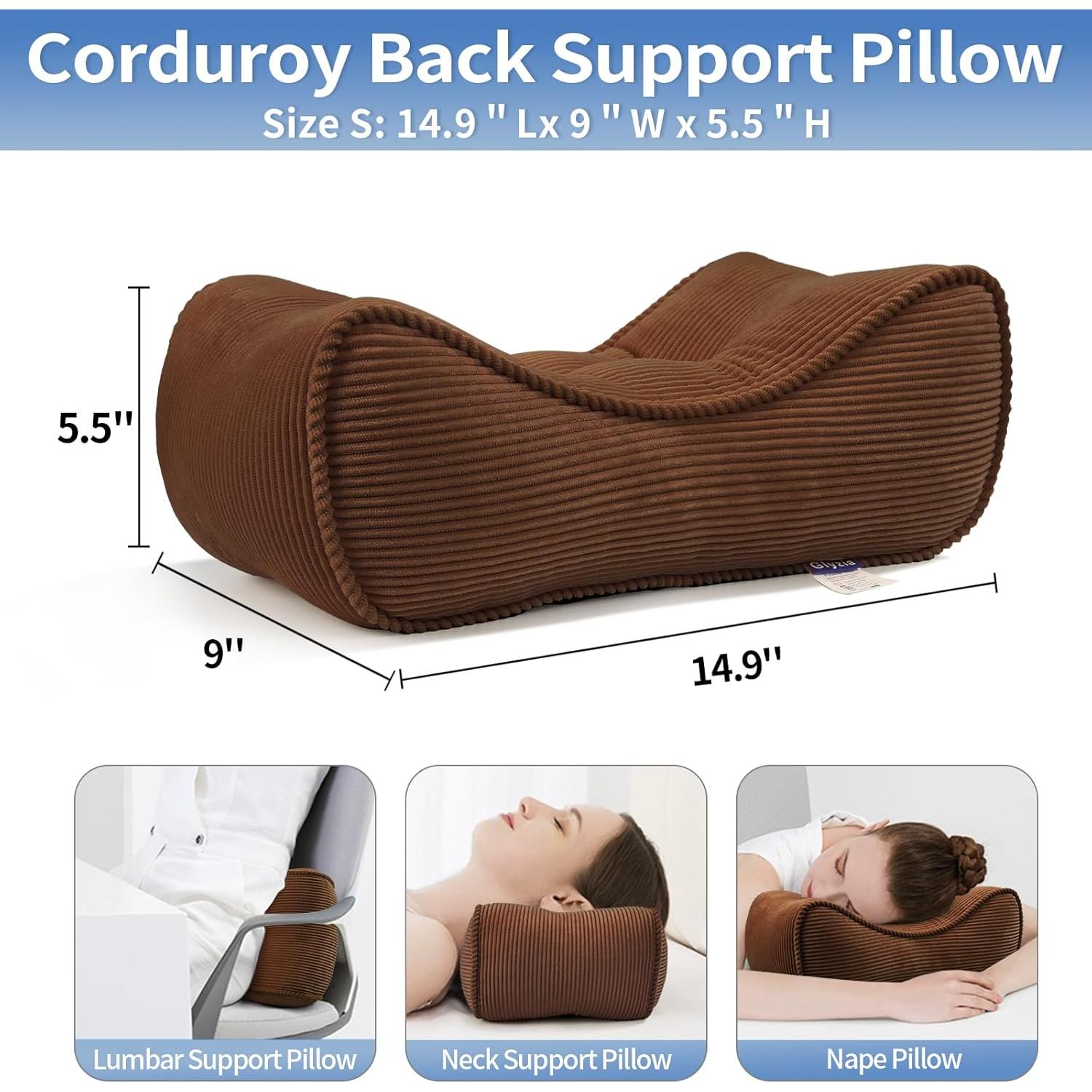 Cojín Lumbar Glyzia S de Terciopelo Marrón para Alivio Espalda