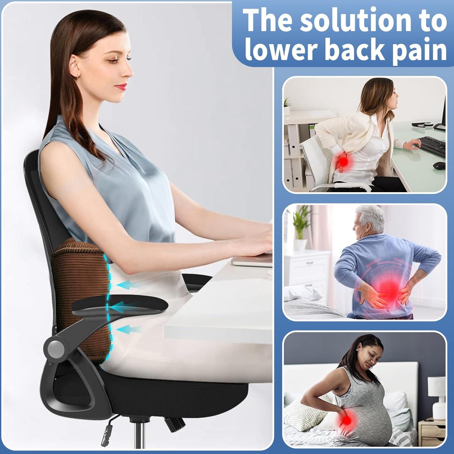 Cojín Lumbar Glyzia S de Terciopelo Marrón para Alivio Espalda