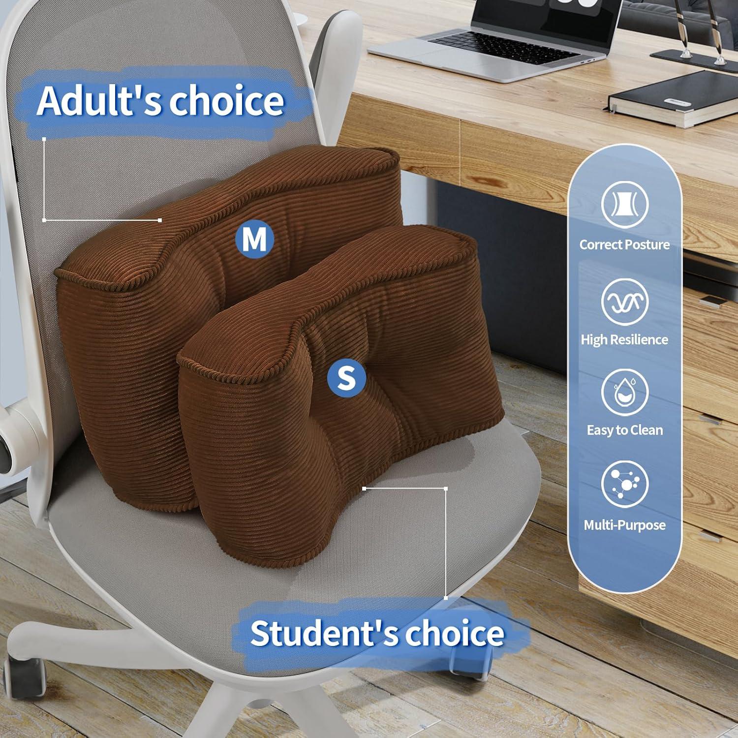 Cojín Lumbar Glyzia S de Terciopelo Marrón para Alivio Espalda