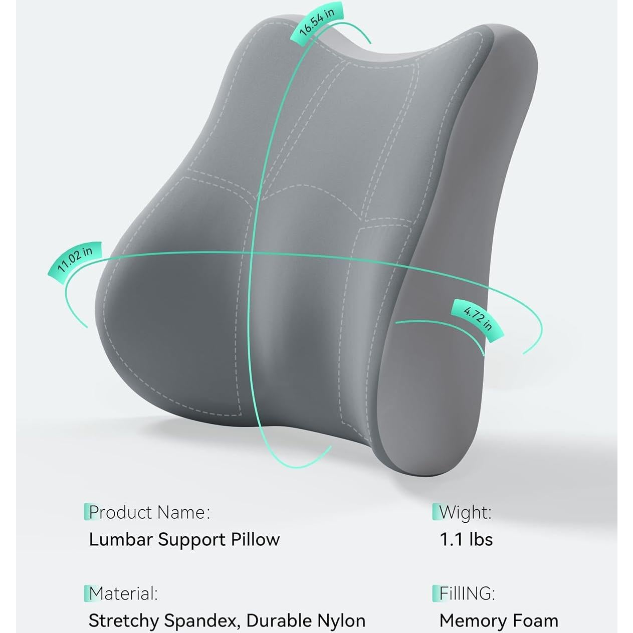 Almohada de Soporte Lumbar Snailax Espuma Viscoelástica 35x15cm