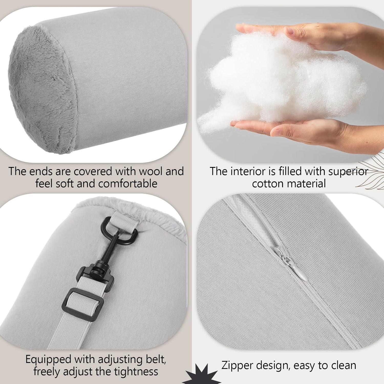 Almohada Cilíndrica de Viaje Colingmill 37x18cm Gris Algodón