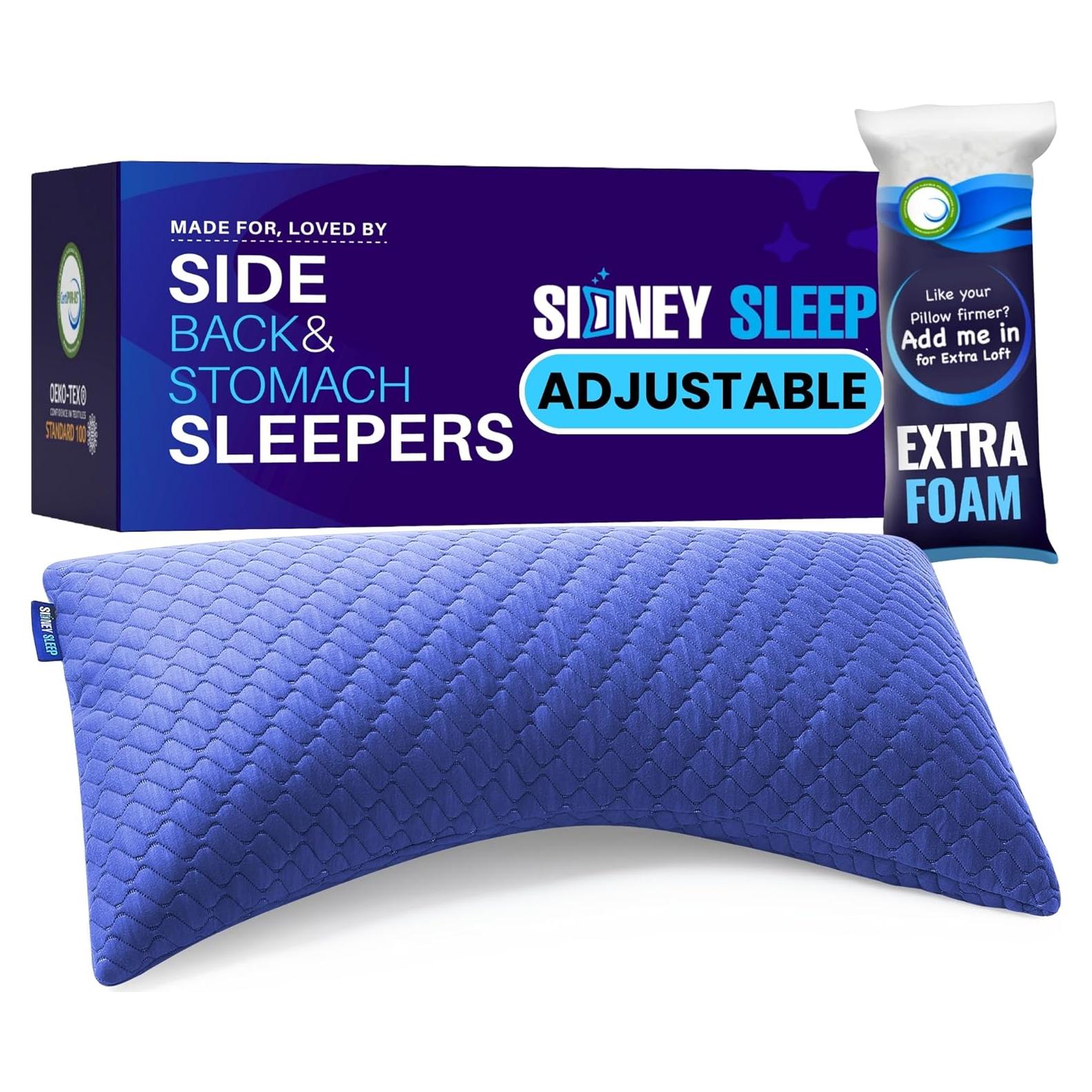 Almohada King Sidney Sleep Ajustable Espuma Viscoelástica Azul