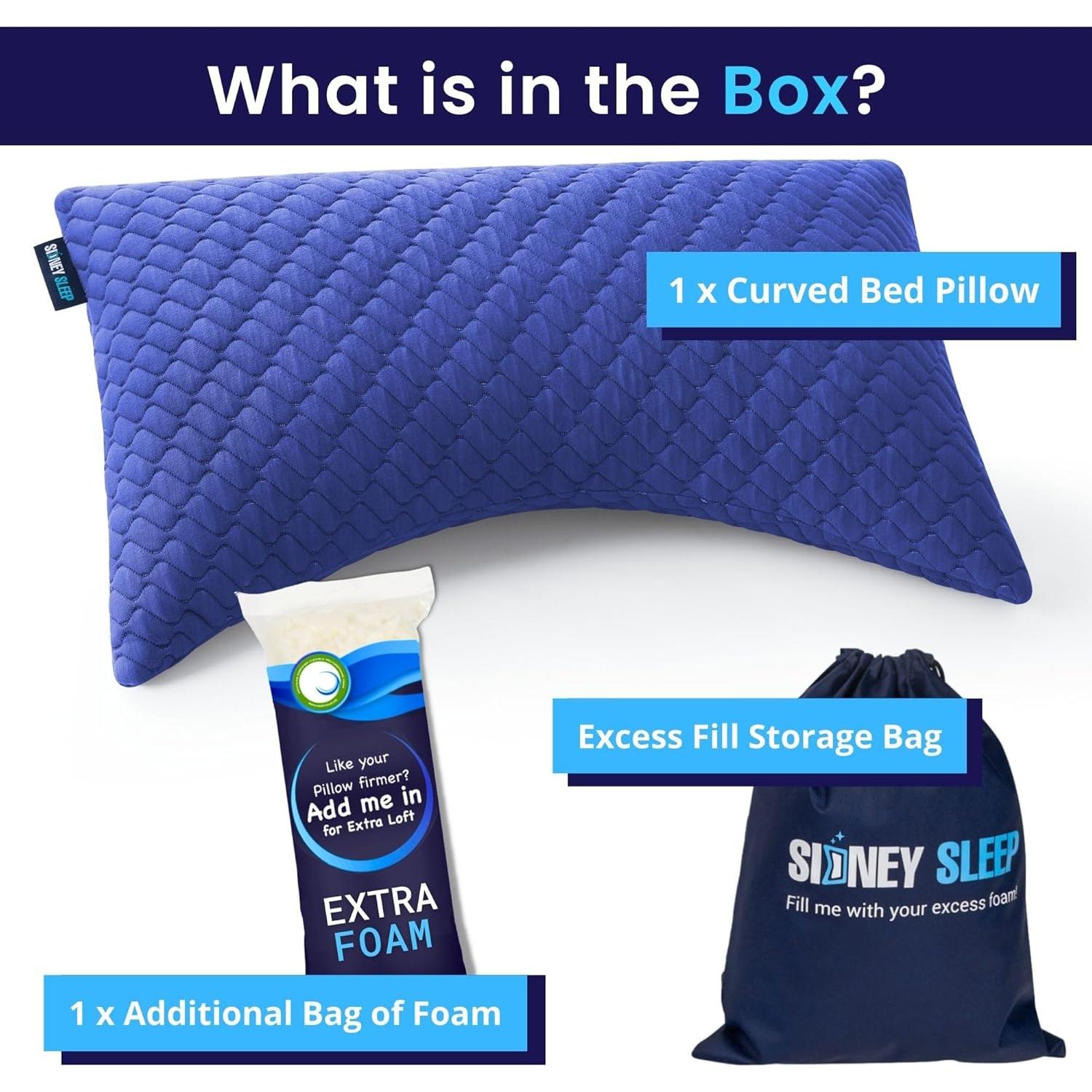 Almohada King Sidney Sleep Ajustable Espuma Viscoelástica Azul