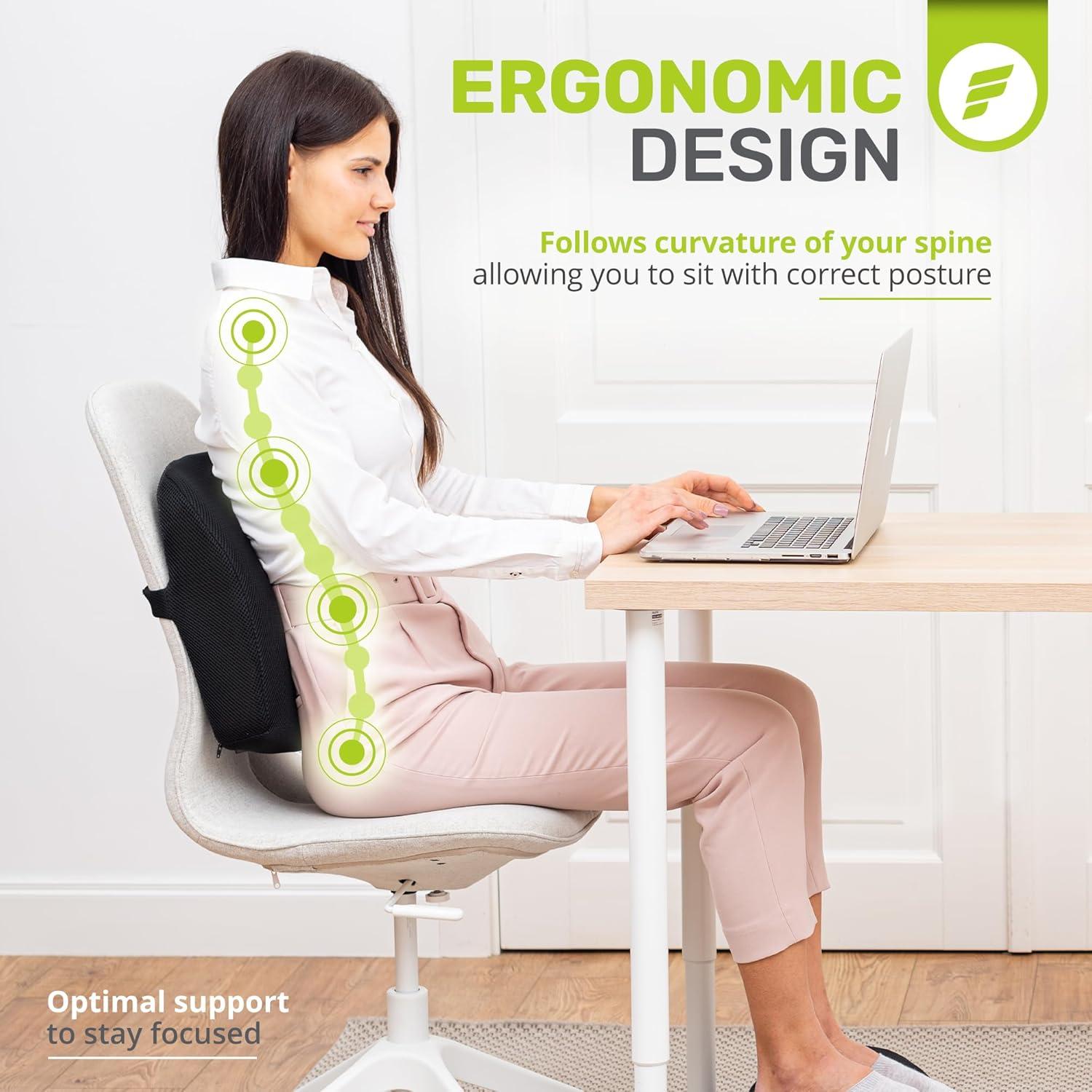 Almohada Lumbar ErgoFoam - Soporte Espalda Transpirable 39x38cm