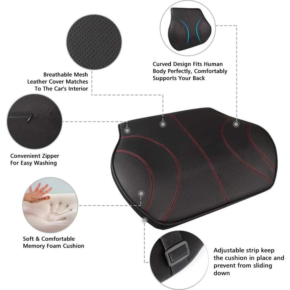 Soporte Lumbar Aukee para Auto y Oficina, Espuma con Memoria