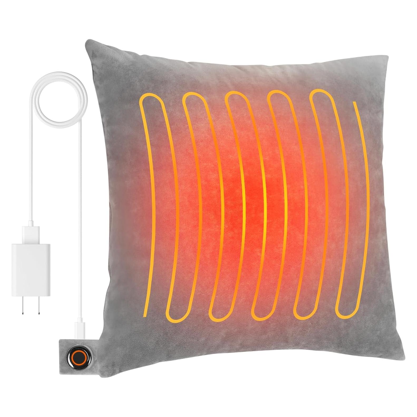 Almohada Calentada Eléctrica para Soporte Lumbar Gris - 3 Niveles de Calor
