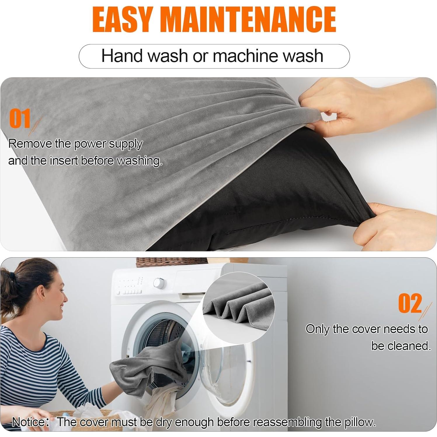 Almohada Calentada Eléctrica para Soporte Lumbar Gris - 3 Niveles de Calor