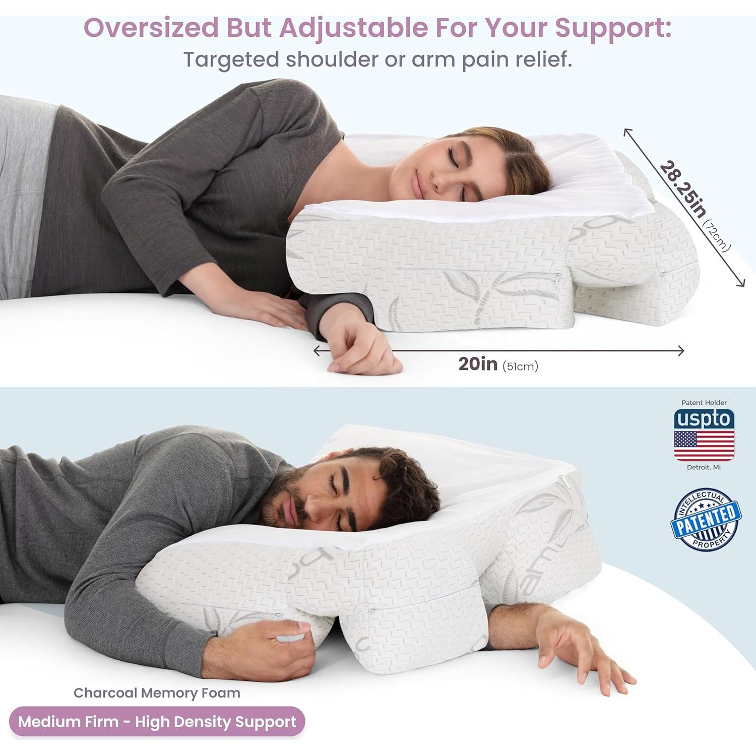 Cojín de Esposa Ortopédico Ajustable para Dormir Lateral - Firmeza Media