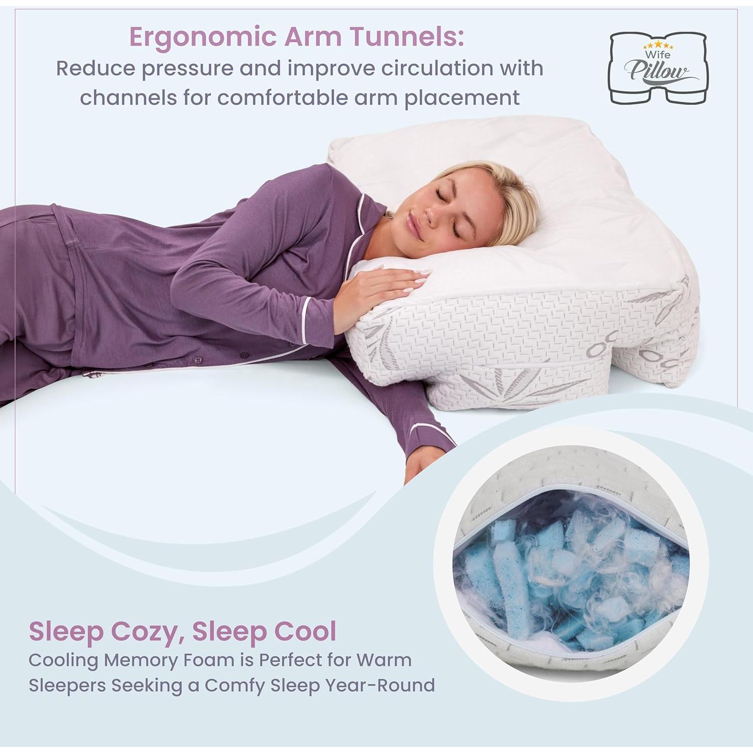 Cojín de Esposa Ortopédico Ajustable para Dormir Lateral - Firmeza Media