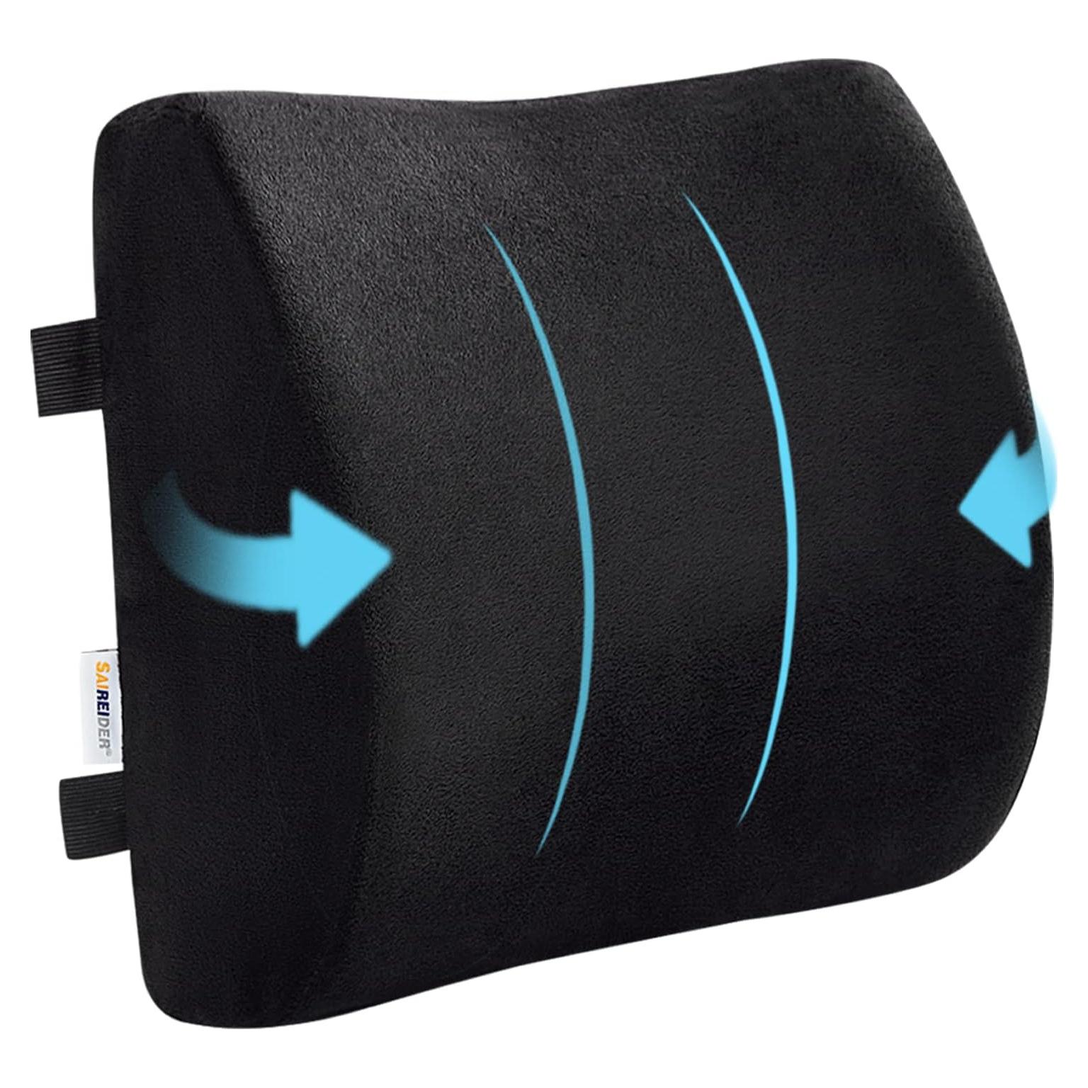 Almohada Lumbar SAIREIDER Espuma Viscoelástica Ajustable Negra
