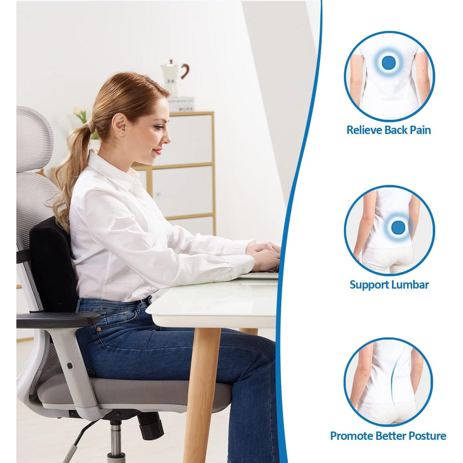 Almohada Lumbar SAIREIDER Espuma Viscoelástica Ajustable Negra