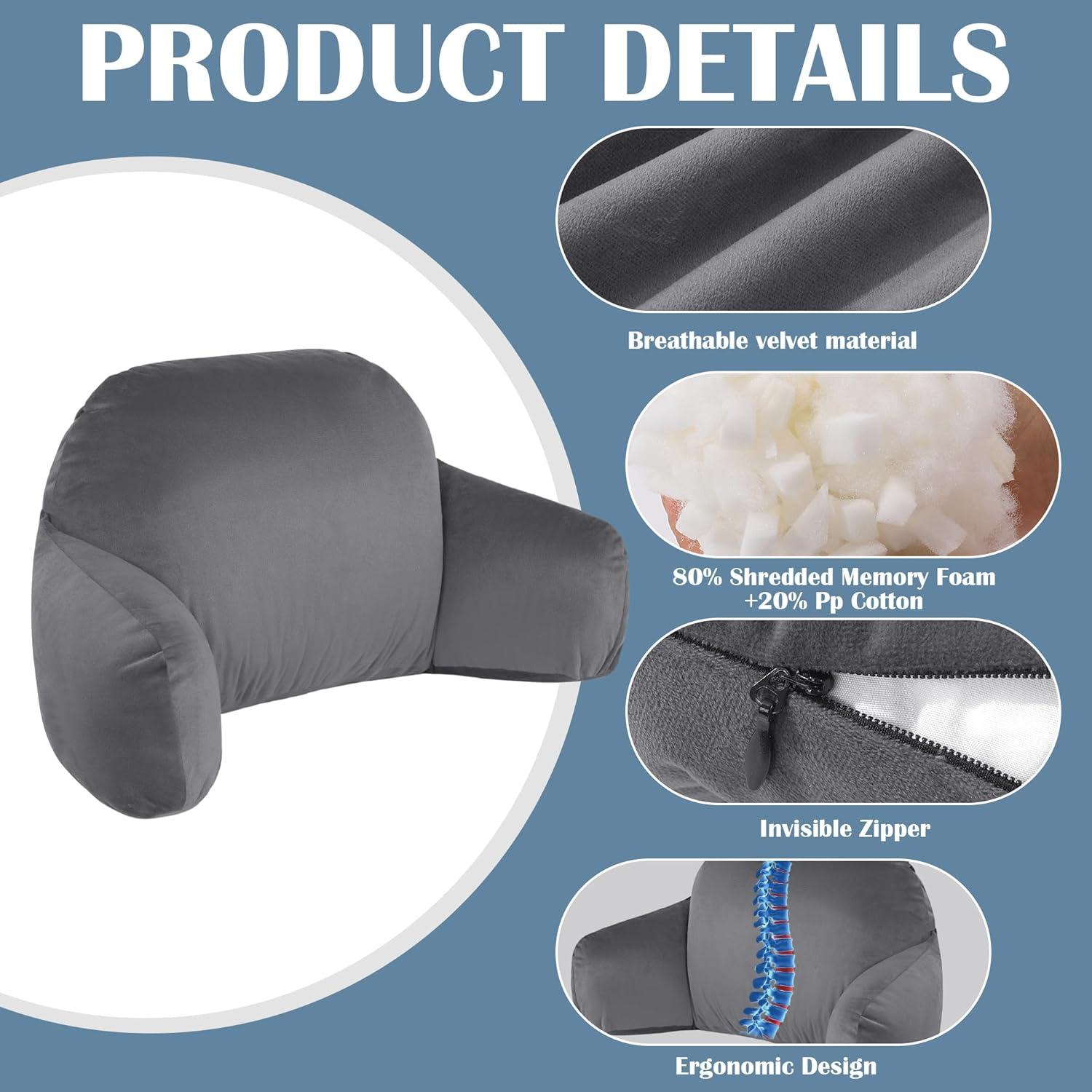 Almohada Lumbar MABOZOO 94x36.8cm Soporte Espalda Baja Gris