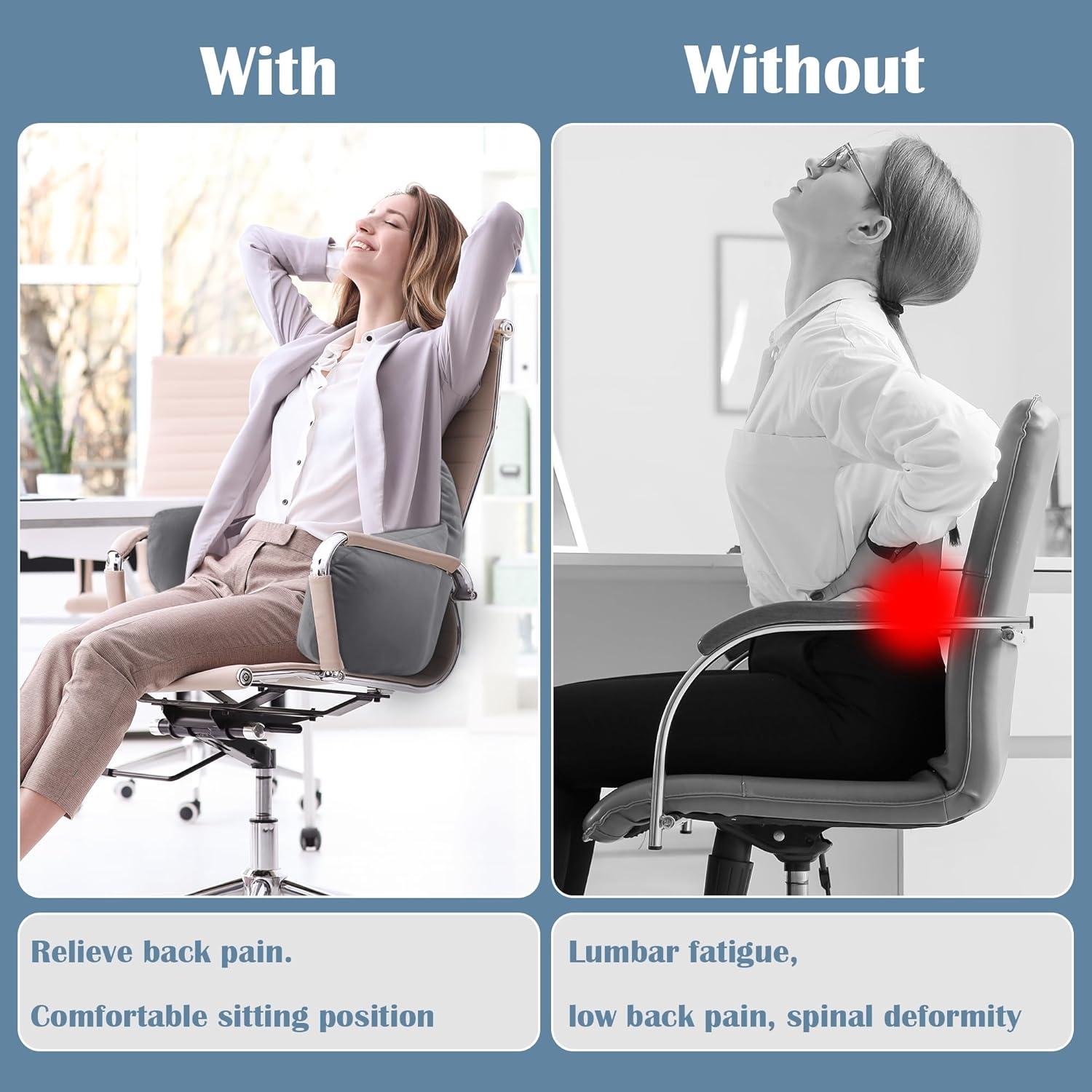 Almohada Lumbar MABOZOO 94x36.8cm Soporte Espalda Baja Gris