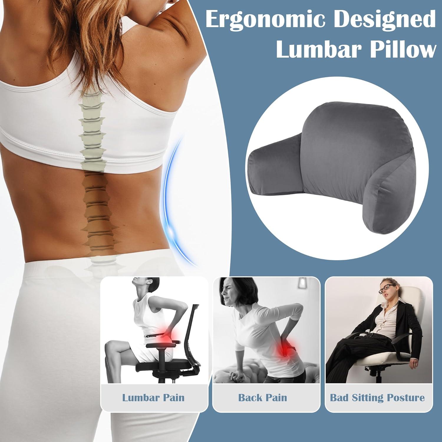 Almohada Lumbar MABOZOO 94x36.8cm Soporte Espalda Baja Gris