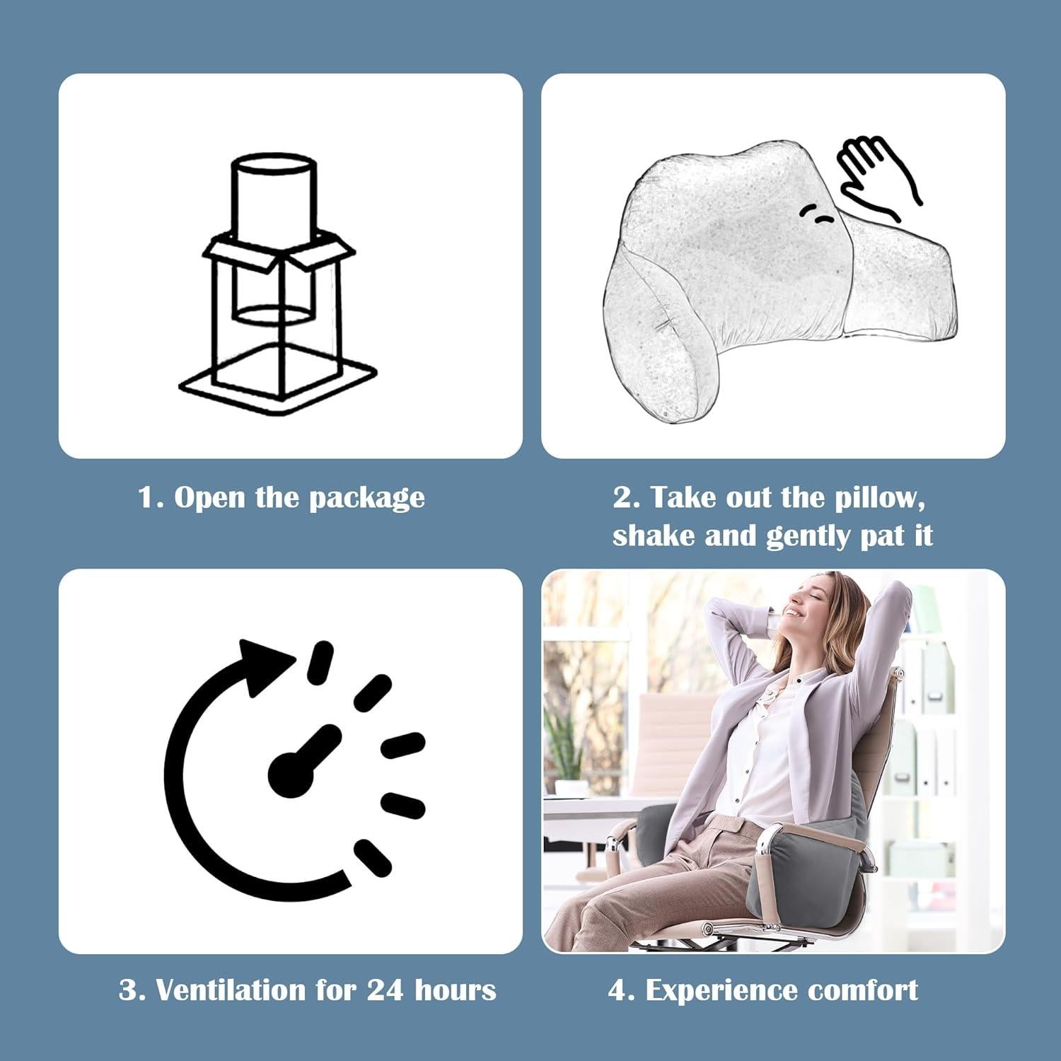 Almohada Lumbar MABOZOO 94x36.8cm Soporte Espalda Baja Gris