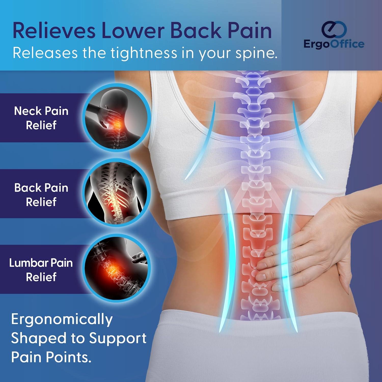 Cojín Lumbar Ergonómico ERGO OFFICE - Espuma Viscoelástica Negro