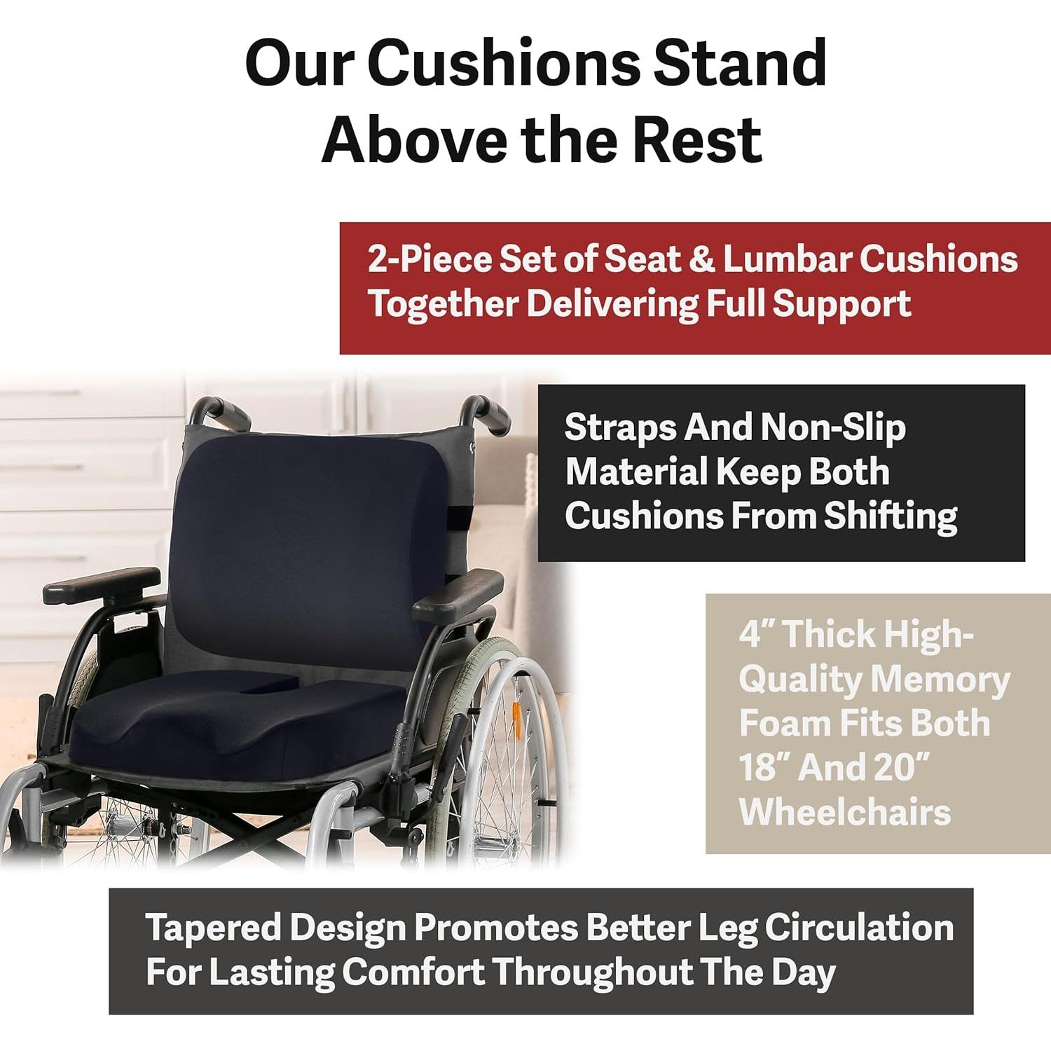 Cojines para Silla de Ruedas Elmara - 2 Piezas Espuma Viscoelástica