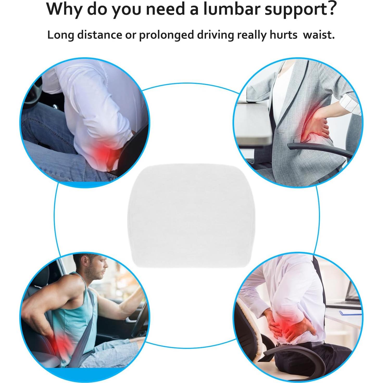 Almohada Lumbar Ergonómica TOPABYTE de Espuma Viscoelástica - Soporte Blanco