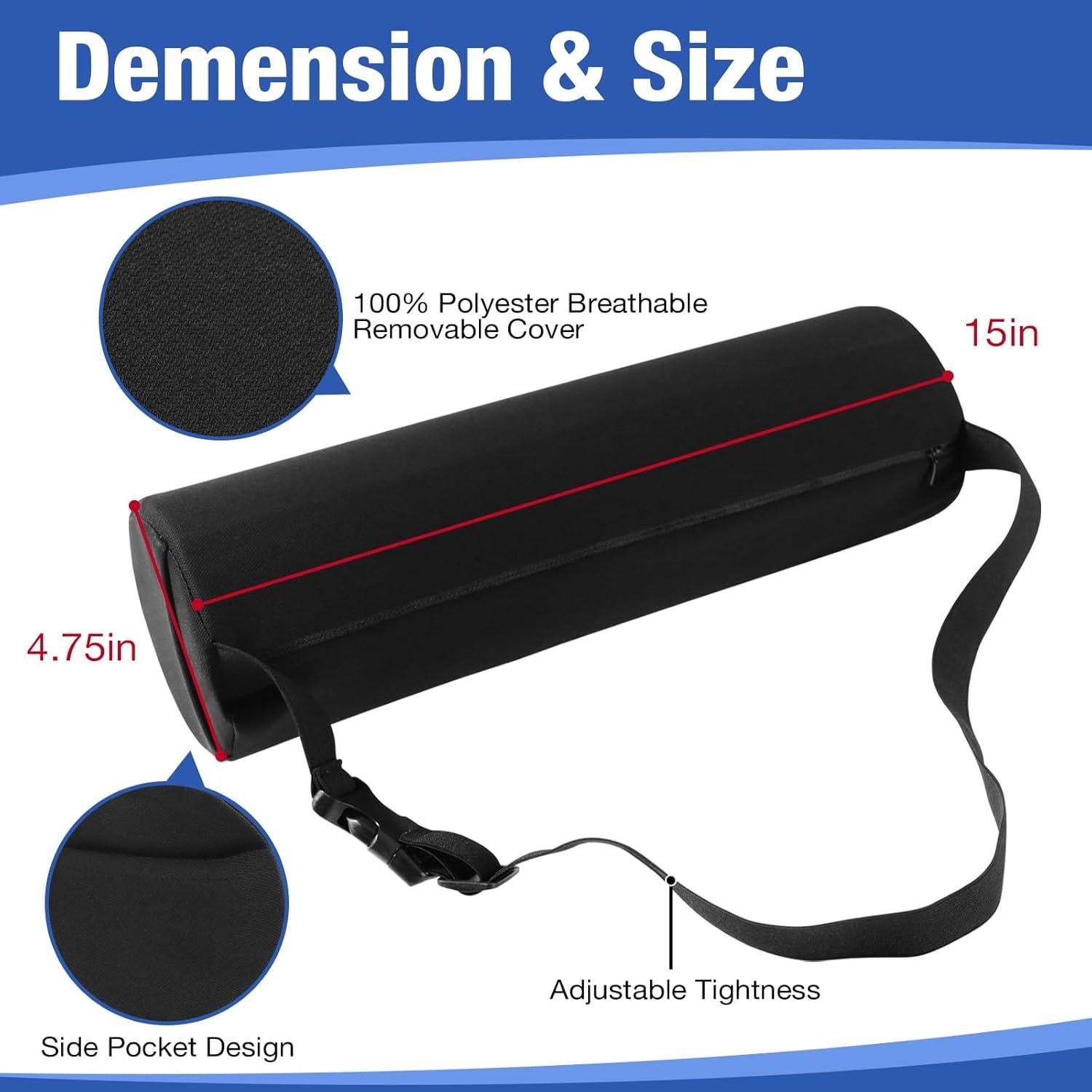 Almohada Lumbar MIDLADE 28 cm Soporte Espalda Ajustable Negro