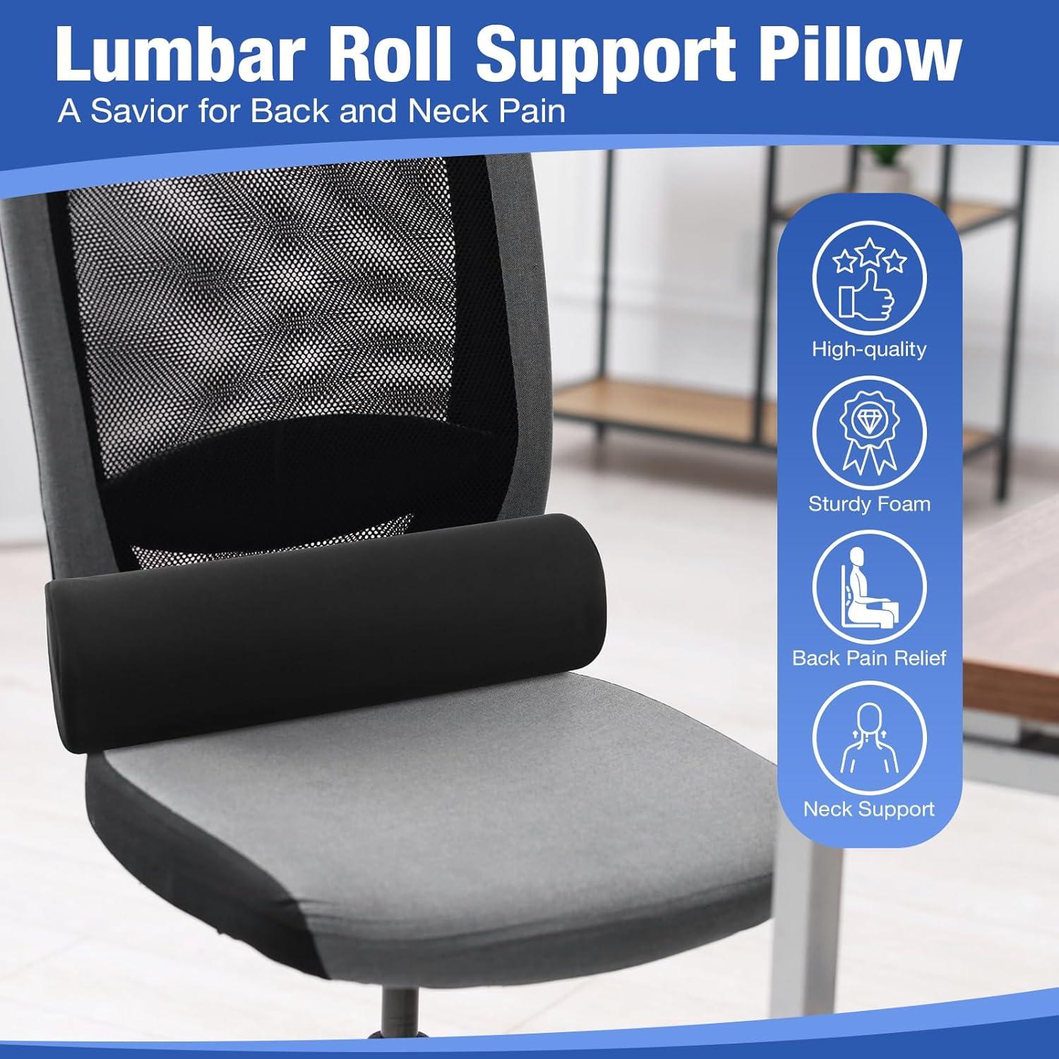 Almohada Lumbar MIDLADE 28 cm Soporte Espalda Ajustable Negro