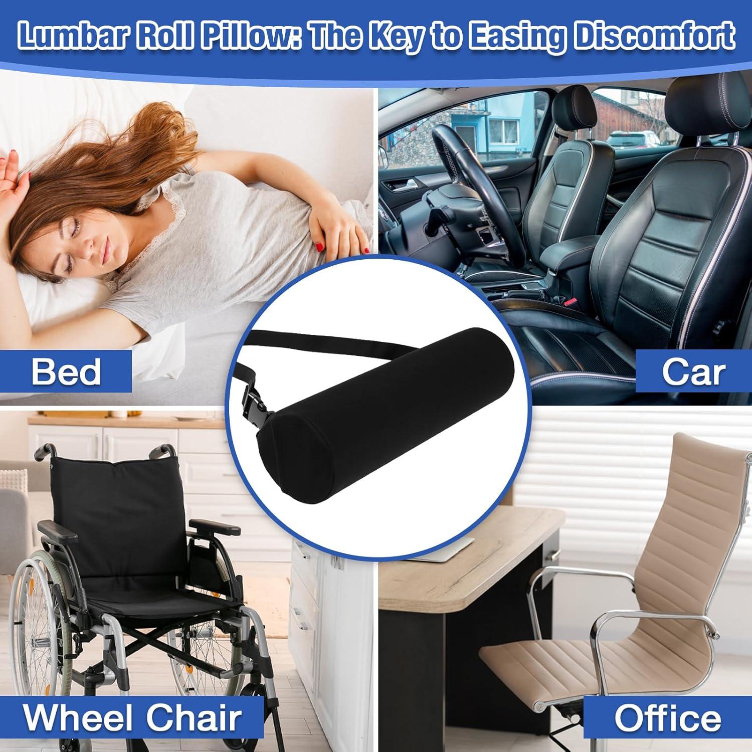 Almohada Lumbar MIDLADE 28 cm Soporte Espalda Ajustable Negro