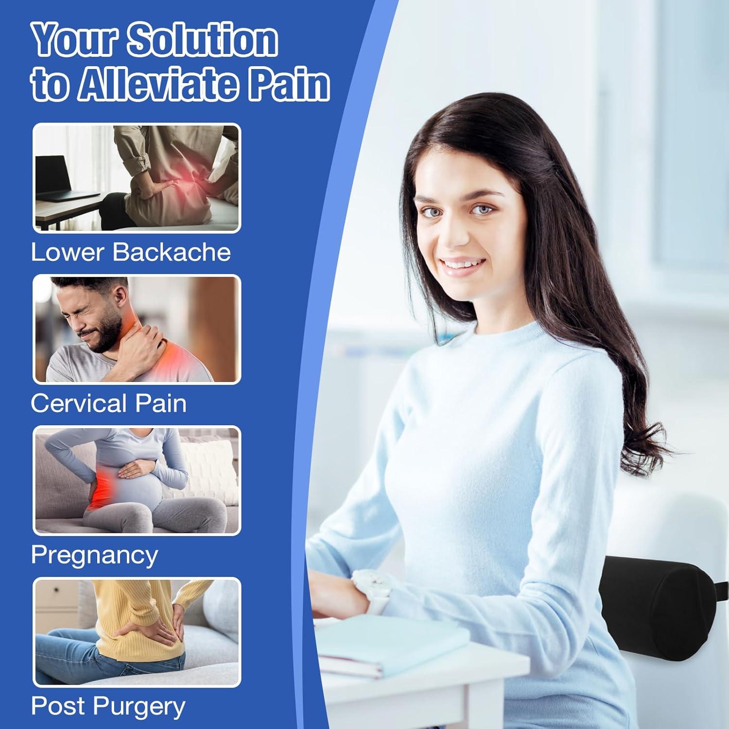 Almohada Lumbar MIDLADE 28 cm Soporte Espalda Ajustable Negro