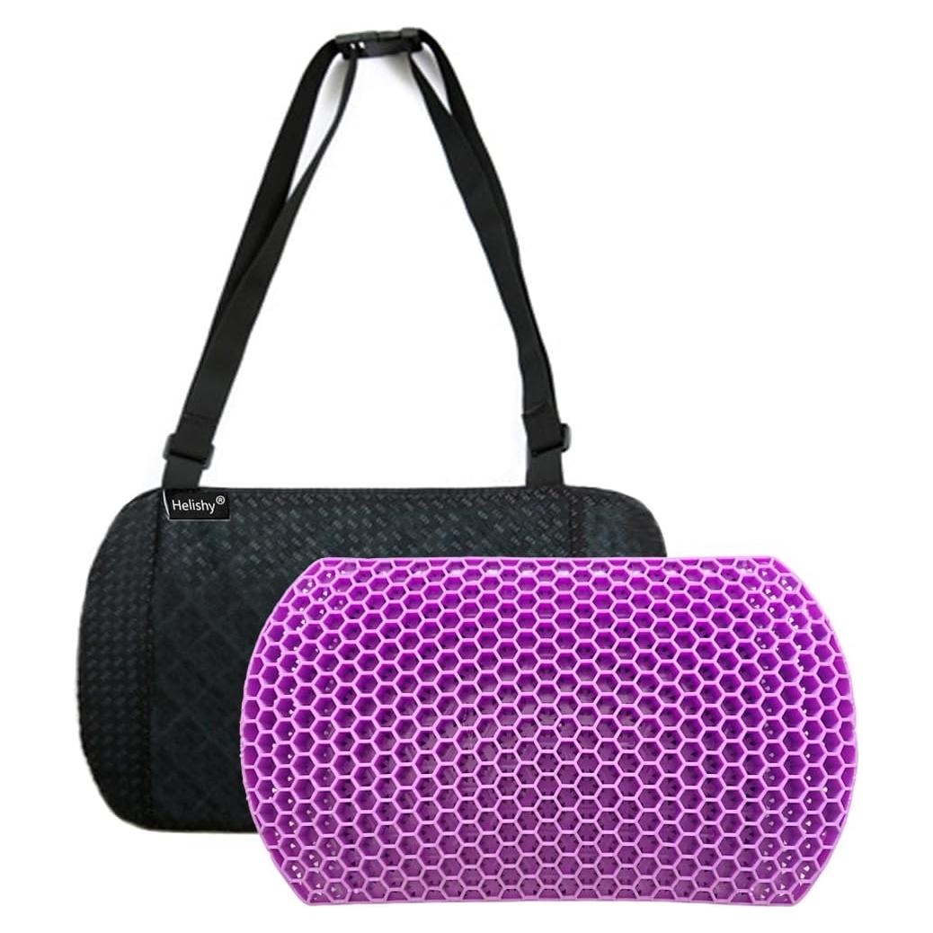 Lumbar Pillow Gel Support Pillow Back Support Cushion - Help in Relieving Back Pain & Sciatica Pain for Car Seat Home Office Chairs, Breathable Back Cushion Travel Pillow with Adjustable Straps