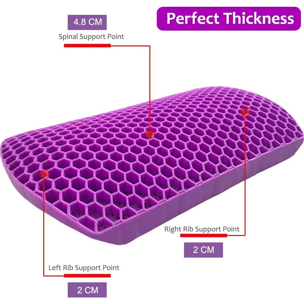 Lumbar Pillow Gel Support Pillow Back Support Cushion - Help in Relieving Back Pain & Sciatica Pain for Car Seat Home Office Chairs, Breathable Back Cushion Travel Pillow with Adjustable Straps