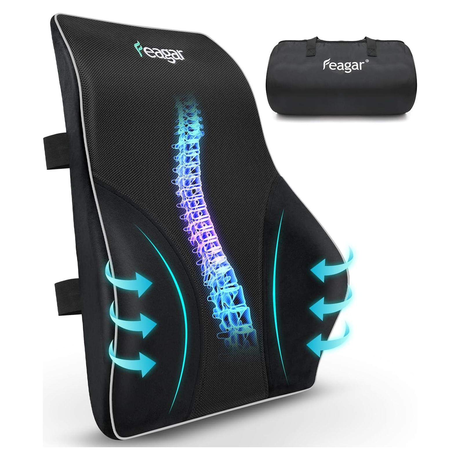 Almohada Lumbar Feagar con Espuma Memoria 0.87kg Negra