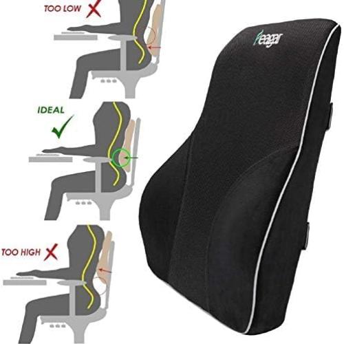 Almohada Lumbar Feagar con Espuma Memoria 0.87kg Negra