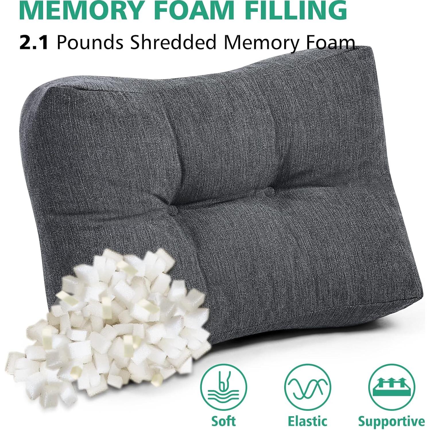 Shinnwa Lumbar Support Pillow for Office Chair, Memory Foam Back Support Pillow for Back Pain Relief, Car, Chair and Couch, 17.5 x 11.5 x 5.5in, Charcoal