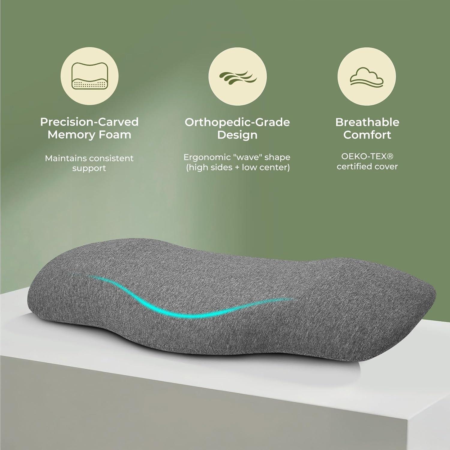 Almohada Lumbar Ashena - Espuma Viscoelástica Ergonomica 67.8x34.8cm