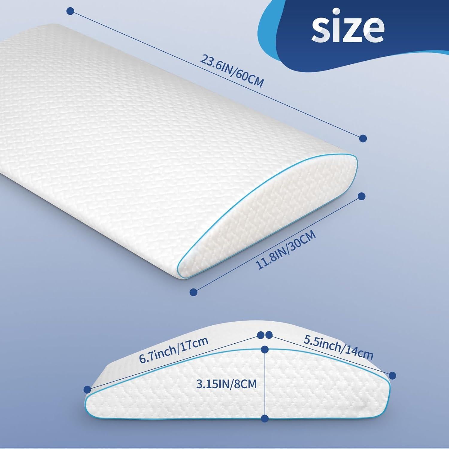 Almohada de Soporte Lumbar Nockovi 60x30 cm Espuma Ergonómica