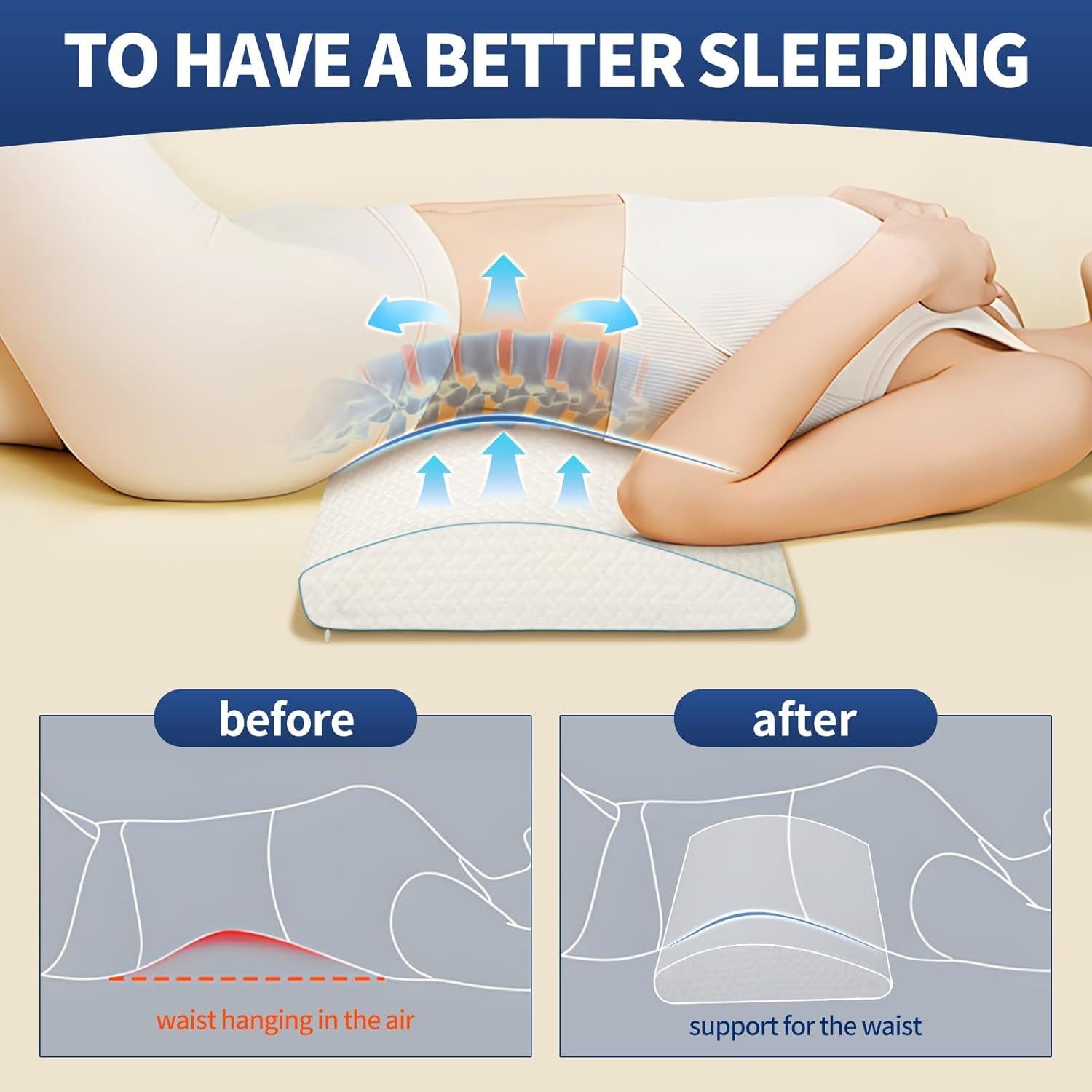 Almohada de Soporte Lumbar Nockovi 60x30 cm Espuma Ergonómica