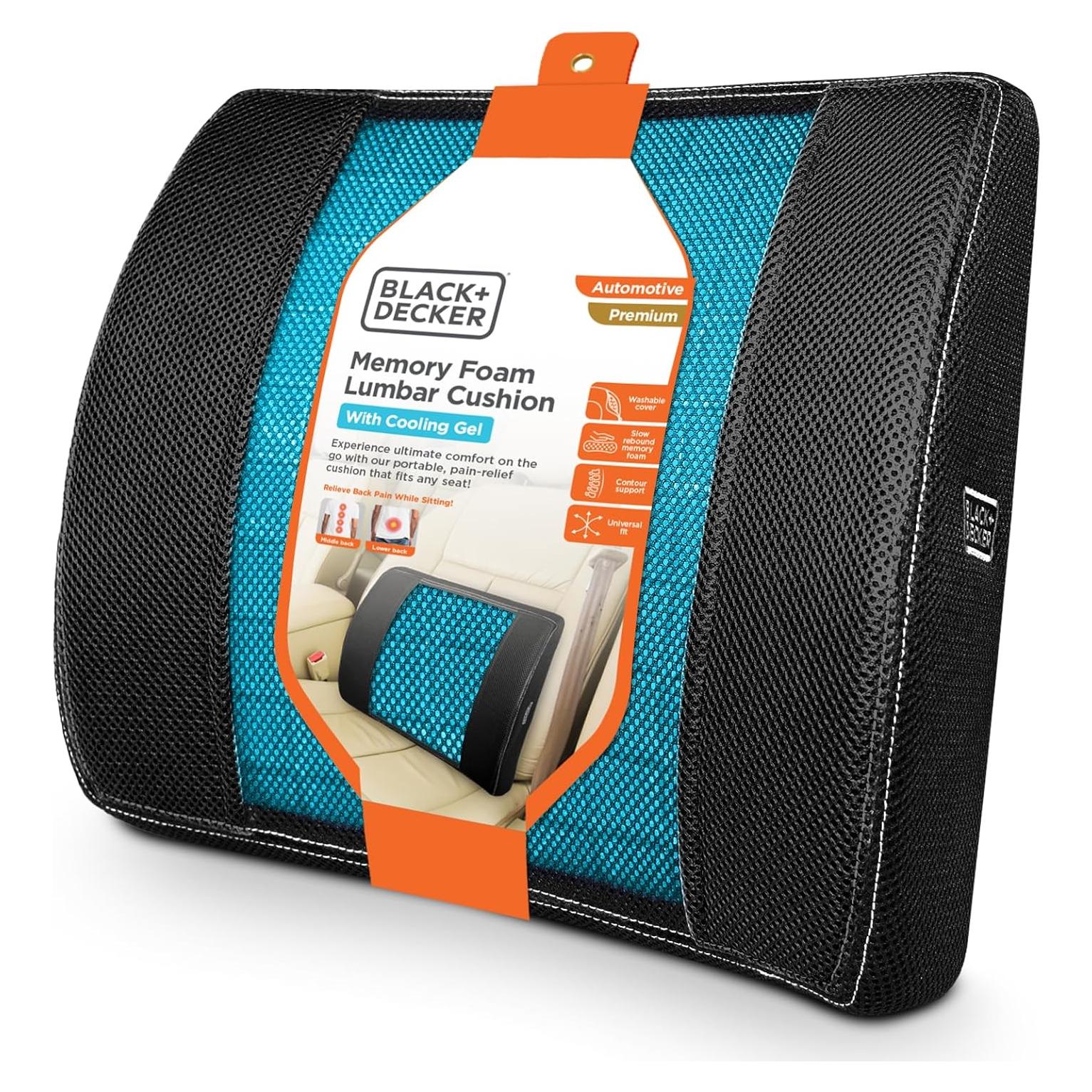 Cojín Lumbar Ergonómico BLACK+DECKER con Gel Refrigerante