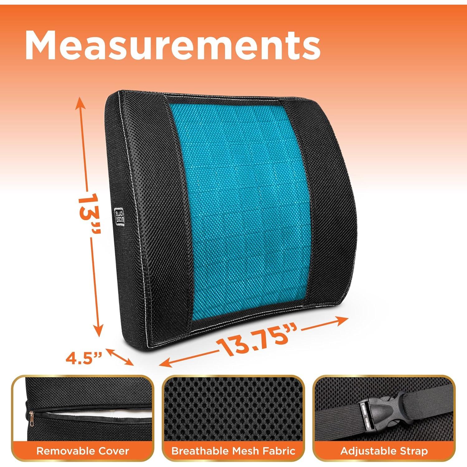 Cojín Lumbar Ergonómico BLACK+DECKER con Gel Refrigerante