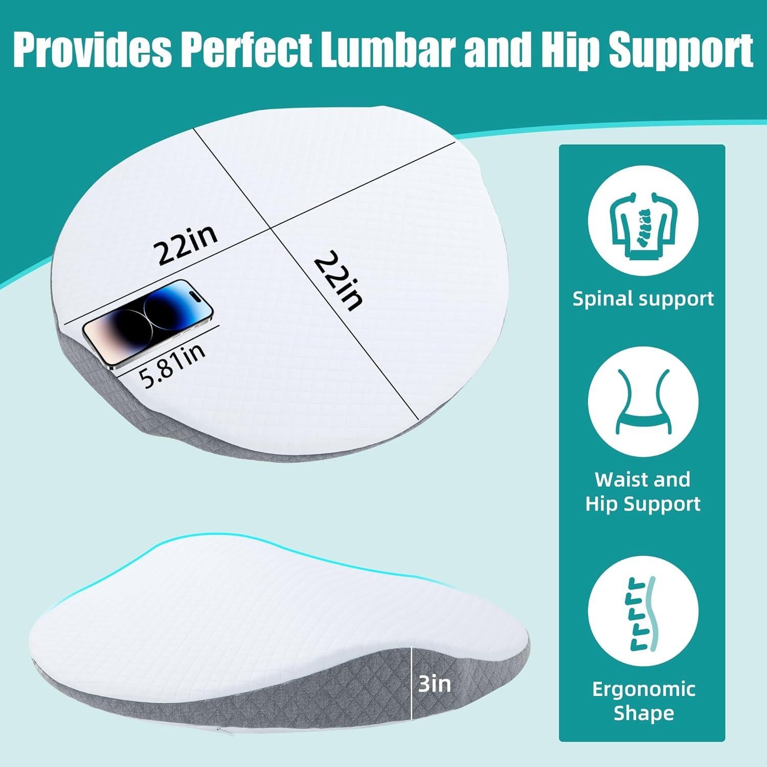 Almohada de Soporte Lumbar ROYALAY Ergonómica 56x56cm