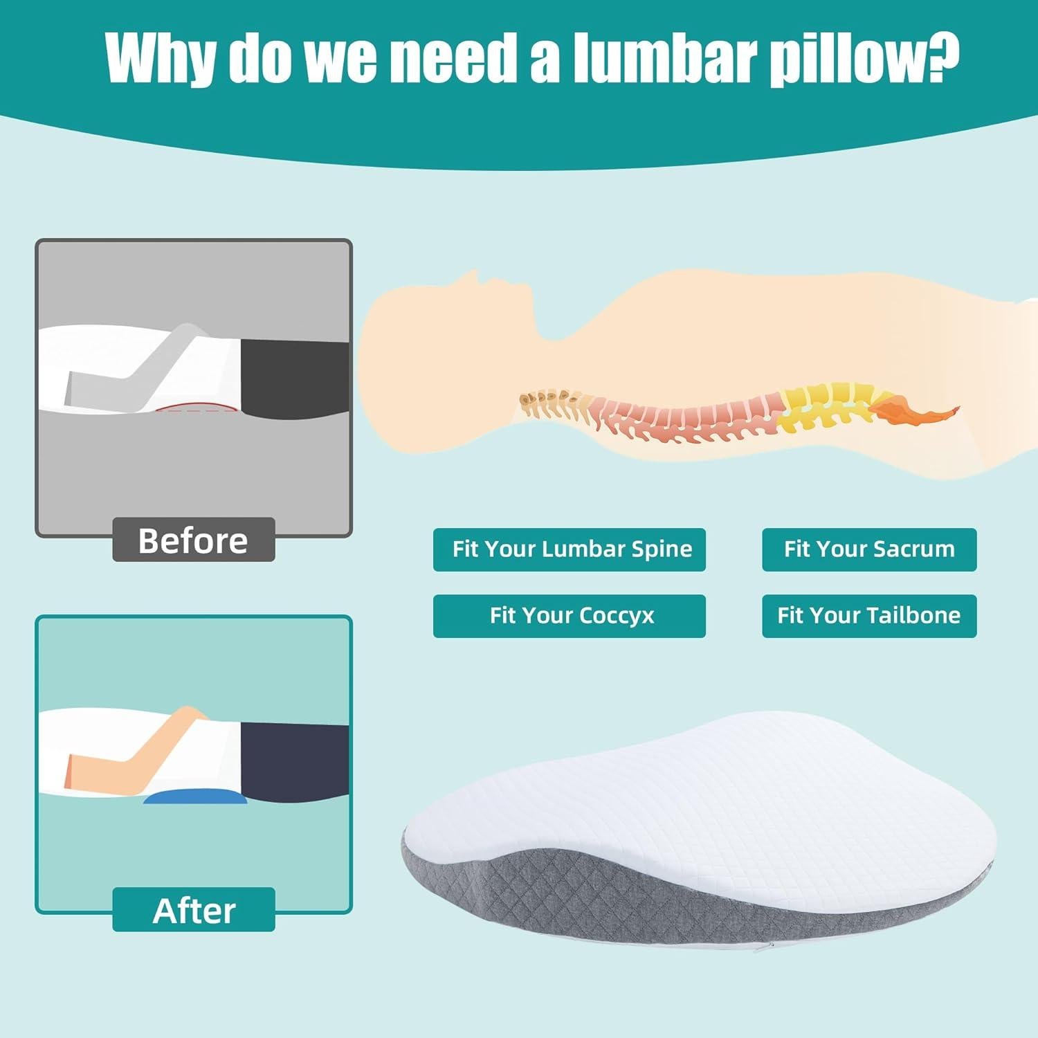 Almohada de Soporte Lumbar ROYALAY Ergonómica 56x56cm