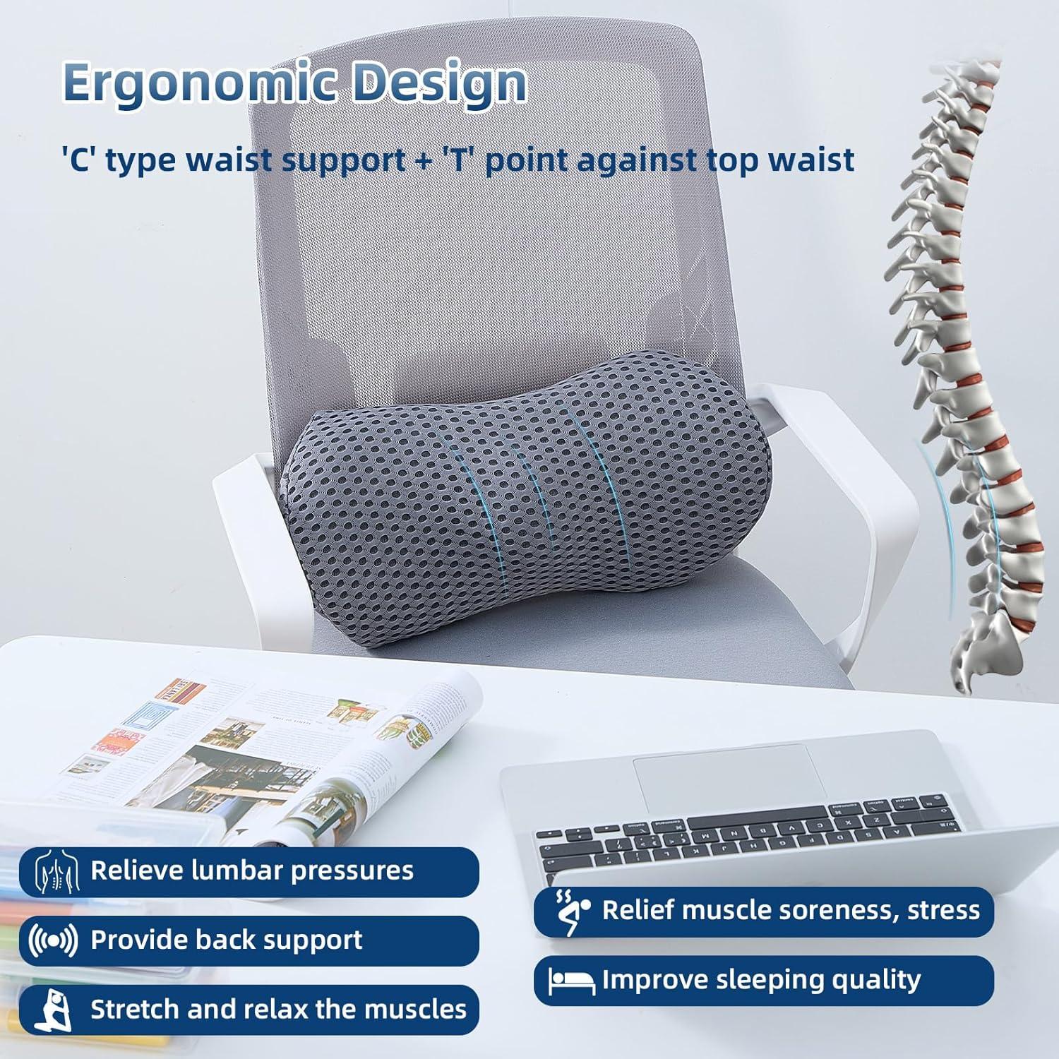 Cojín Lumbar Ergonómico FOUSUPDT - 2 Paquete Espuma con Memoria