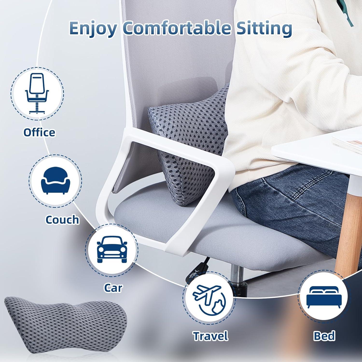 Cojín Lumbar Ergonómico FOUSUPDT - 2 Paquete Espuma con Memoria