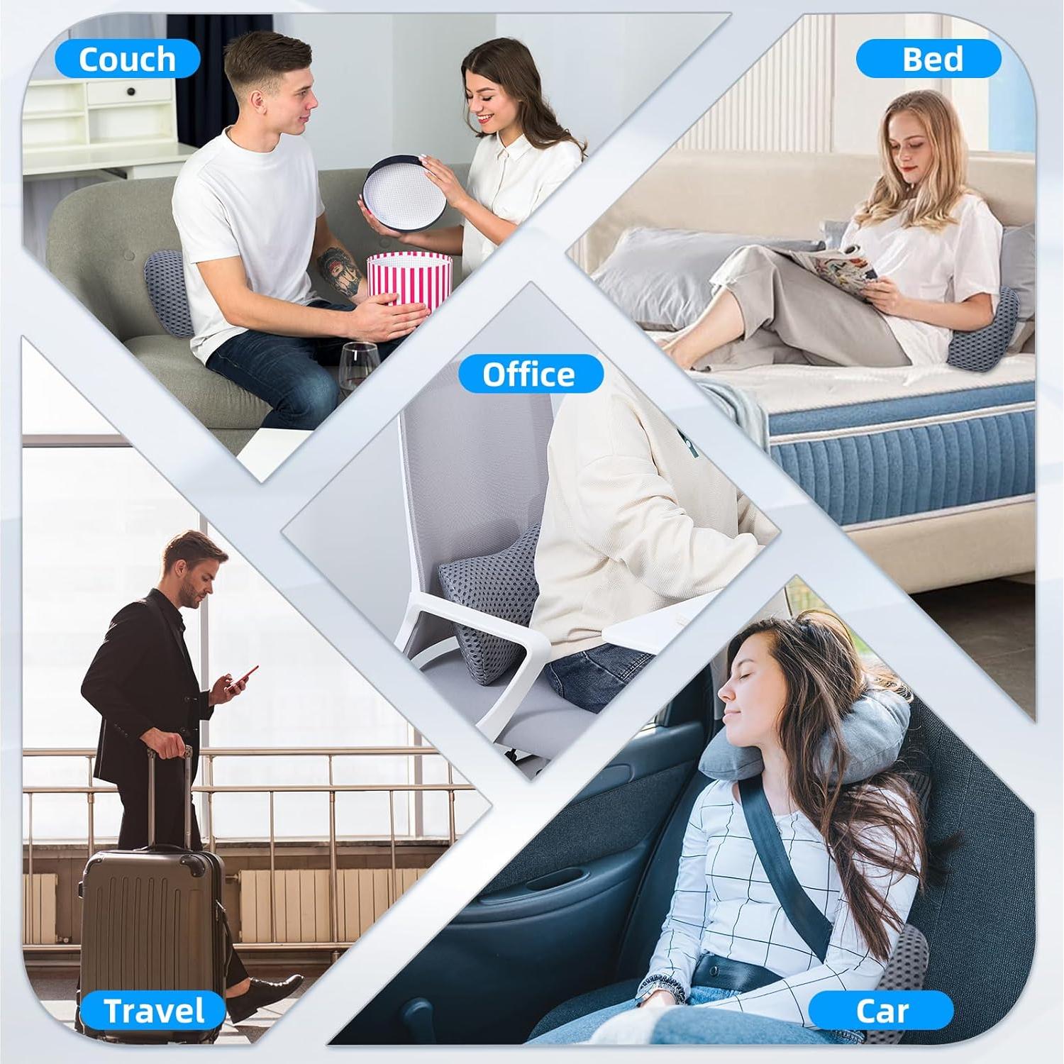 Cojín Lumbar Ergonómico FOUSUPDT - 2 Paquete Espuma con Memoria